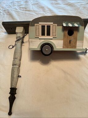 Rustic Wooden Camper Birdhouse Wall Decor - Blue, White, Brown